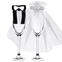 Svadobné oblečenie na poháre - ženích a nevesta