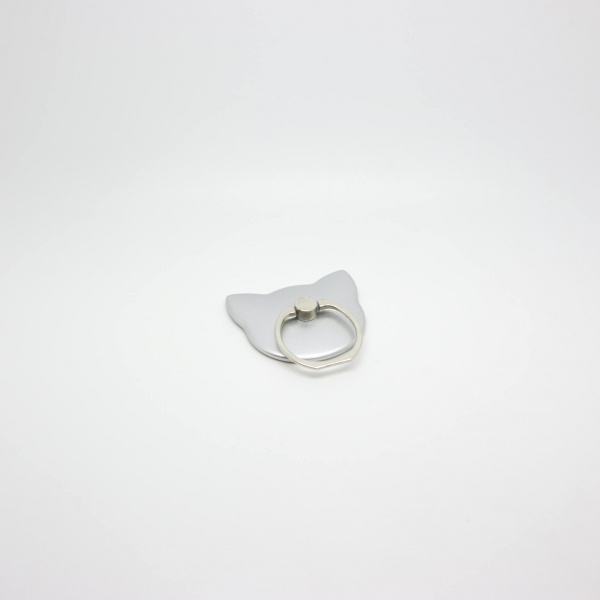 Ring holder v tvare mačky - držiak na mobil - strieborný